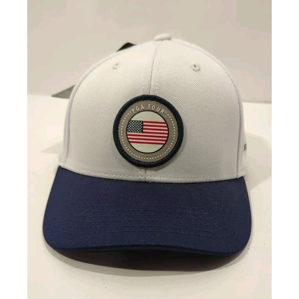 PGA Tour Pro Series Hat - One Size Fits Most Adjustable - White/Blue/Red